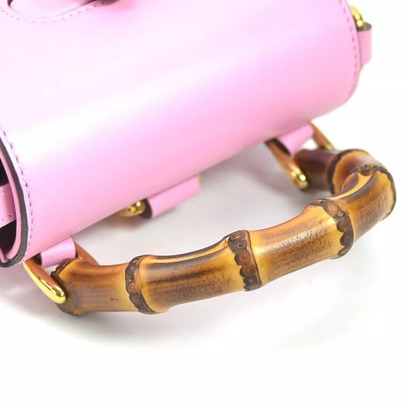 Auth GUCCI Bamboo Crossbody Shoulder Bag Backpack Pink Leather - Picture 6 of 15